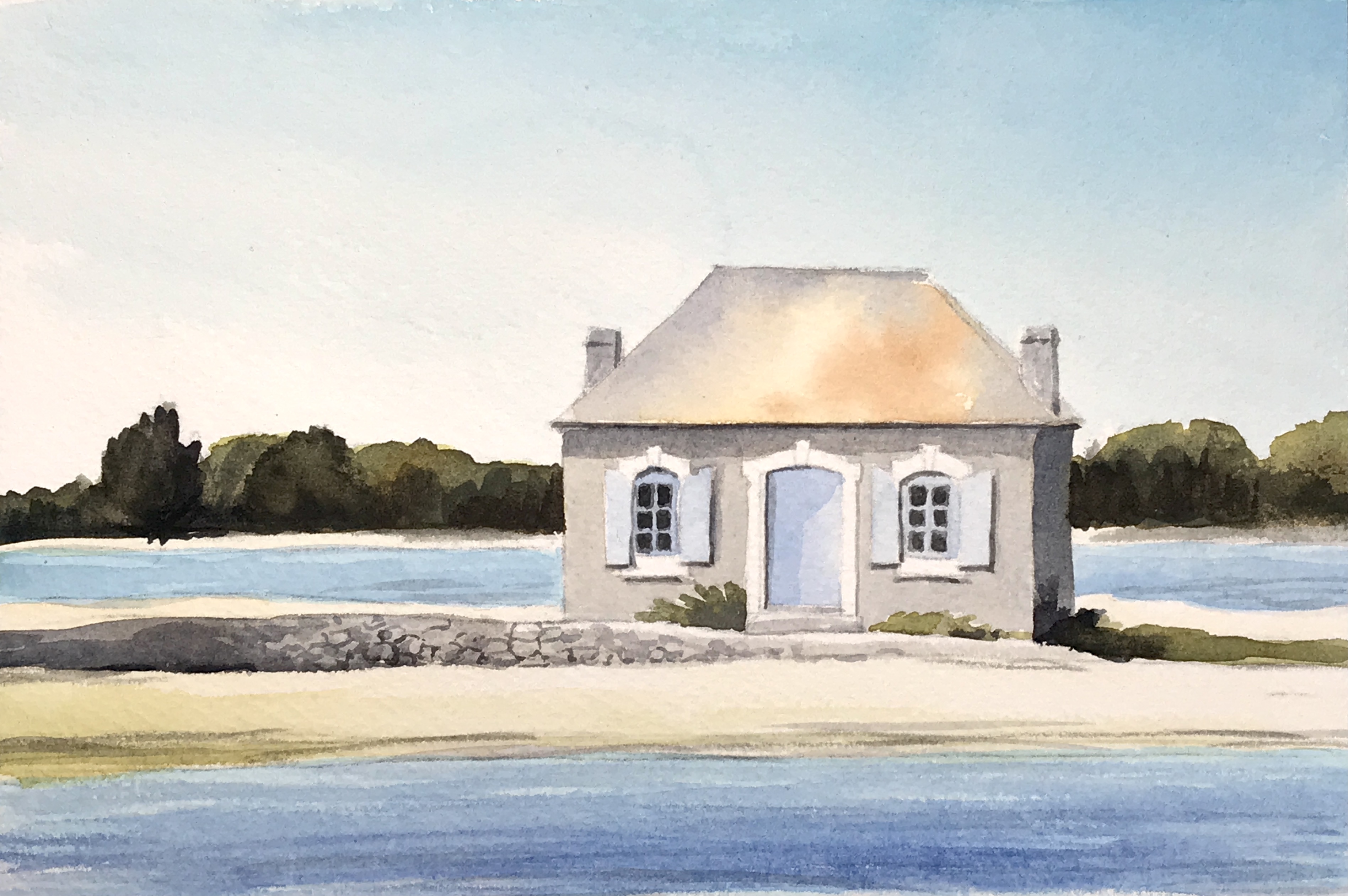 Aquarell: Haus, Bretagne