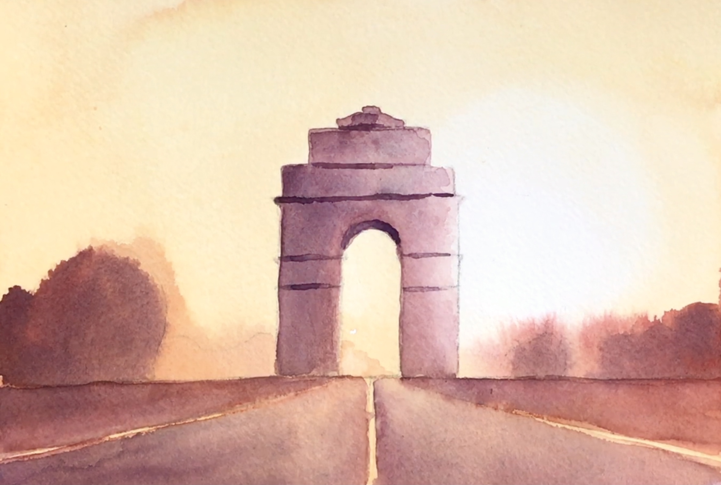 Aquarell: Triumphbogen, Indien