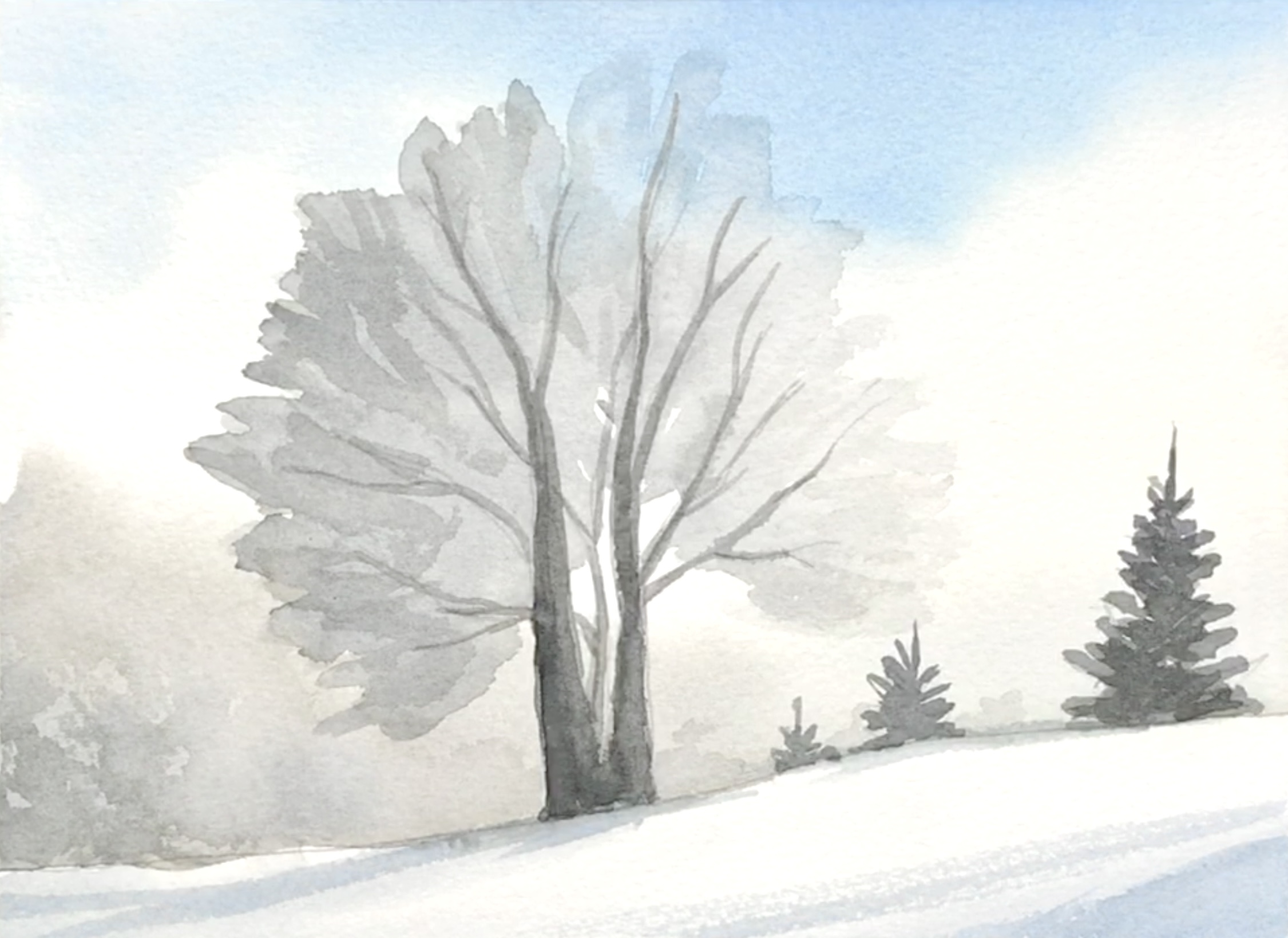 Aquarell: Winter