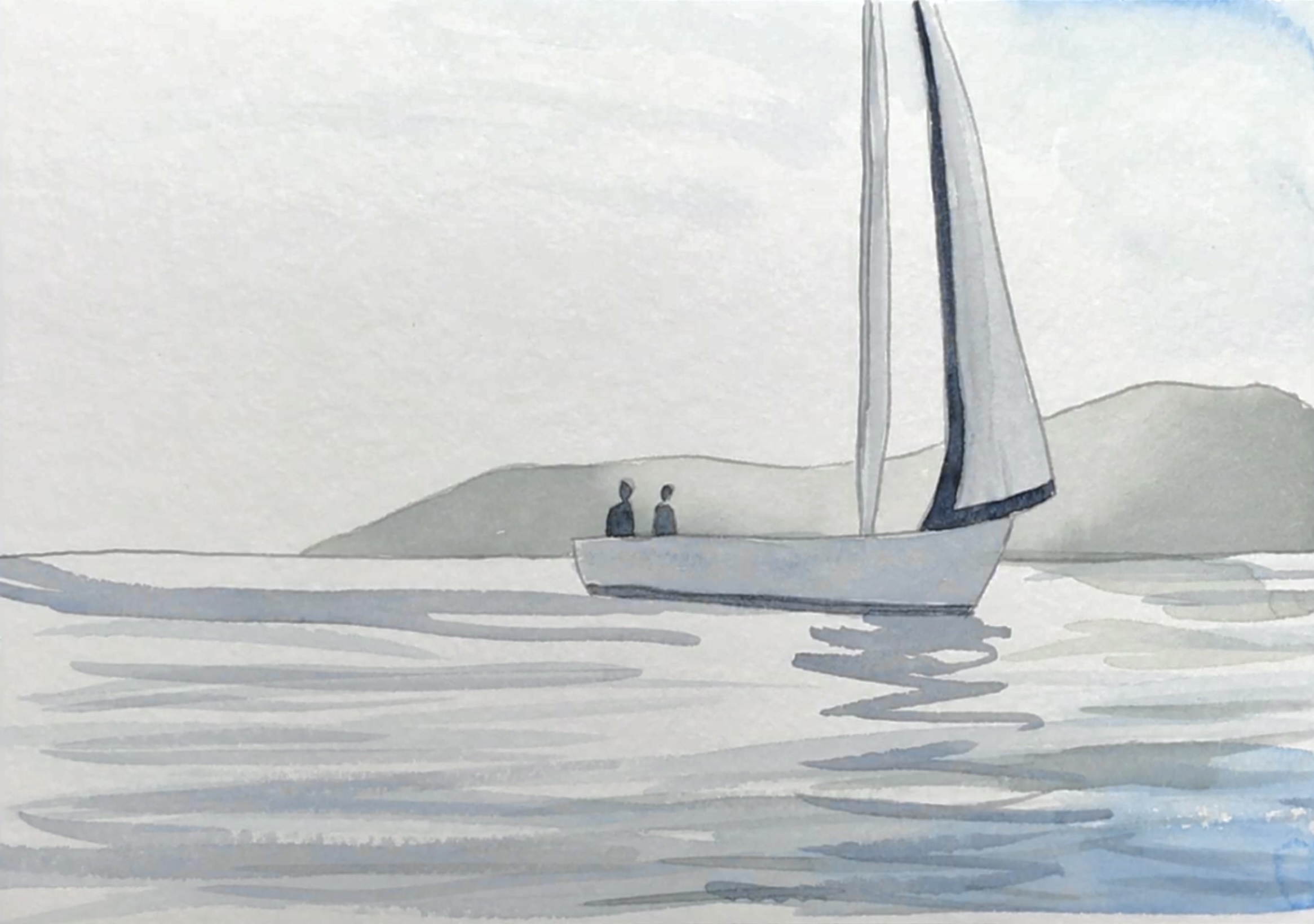 Aquarell: Segelboot