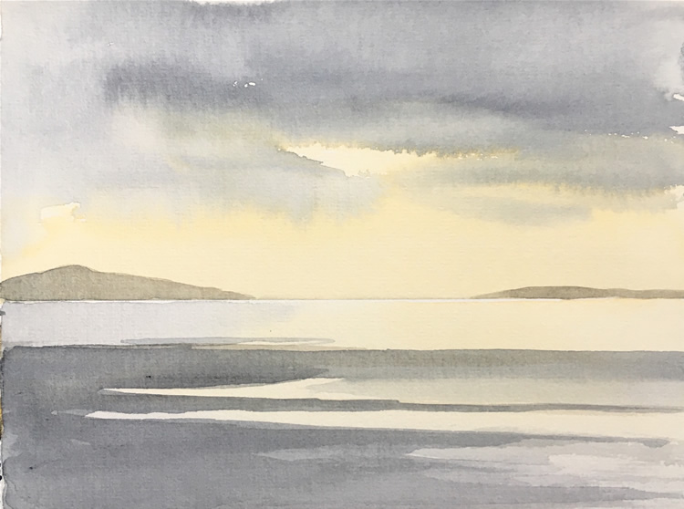 Aquarell: Stimmung am Meer