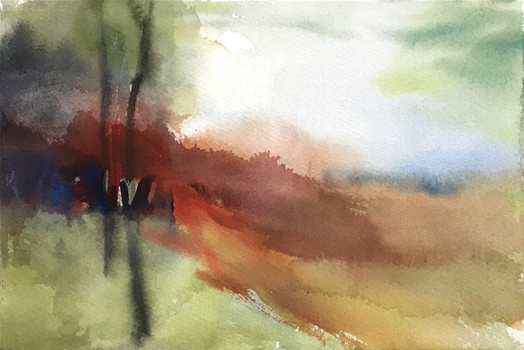 Aquarell: Abstrakte Landschaft